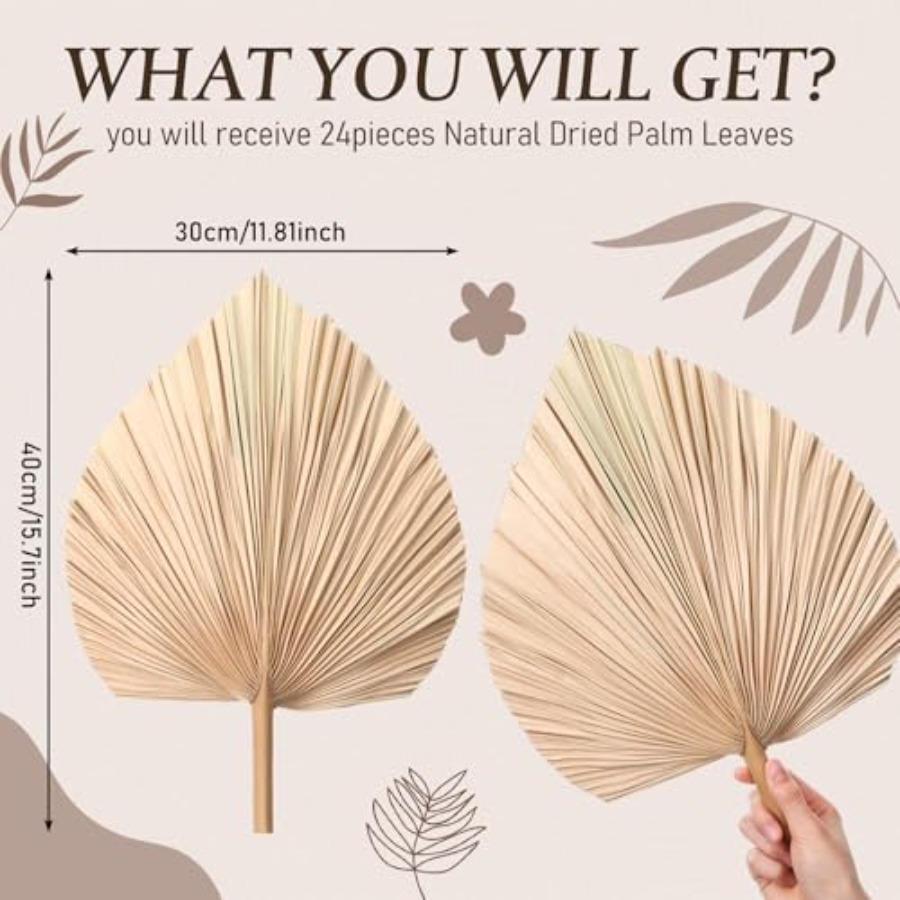 24 Pcs Dried Palm Leaves Artif - огляд і ціна Palm Leaf Dried